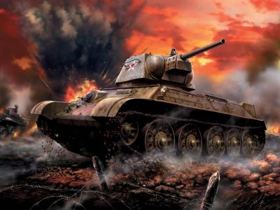 苏联，坦克，中等，t-34-76，艺术