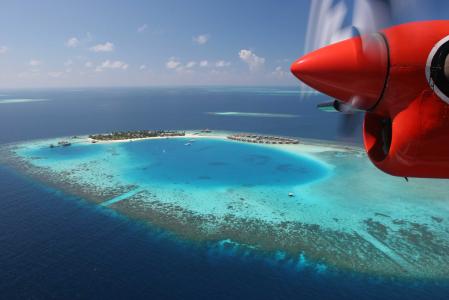 马尔代夫，fesdu，马尔代夫，岛，海洋，酒店，飞机，发动机