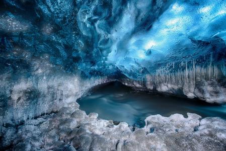 冰，冰川，隧道，自然，雪
