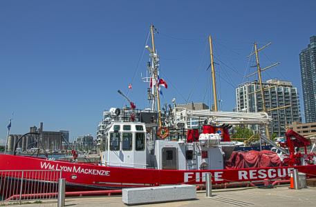 海滨，加拿大多伦多，港湾，加拿大多伦多，消防船，码头，桅杆