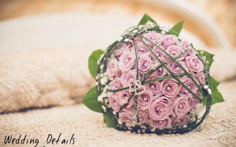 婚礼花束，玫瑰，芽，装饰品，心，花束