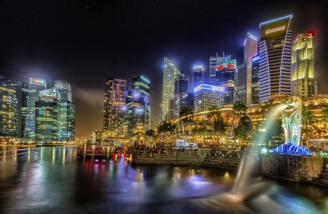 新加坡，城市，灯光