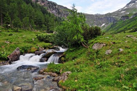 Amertal，奥地利，阿尔卑斯山，山脉，河流，瀑布，风景