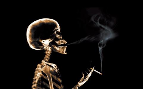 骨架，x射线，烟，香烟