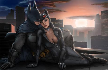 蝙蝠侠：阿卡姆城，蝙蝠侠×猫女，屋顶，服装