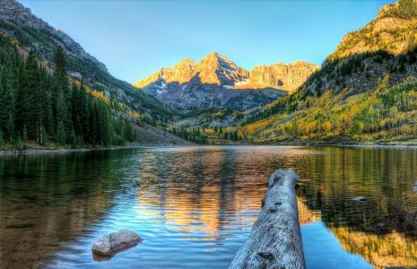 马伦湖，科罗拉多州，美国，湖泊，山脉，秋季，景观