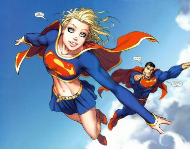 超女，超人，漫画，超级英雄，权力，飞行，天空