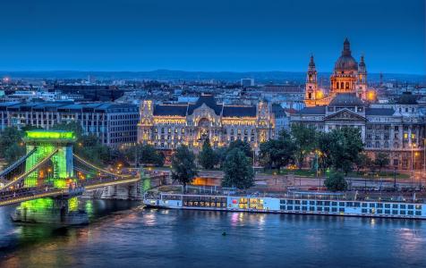 布达佩斯，匈牙利，塞切尼链桥，圣斯蒂芬大教堂，大教堂，寺庙，河流，多瑙河