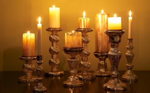 蜡烛，烛台，火焰，光