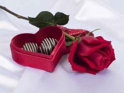 玫瑰，糖果，心，情人节那天