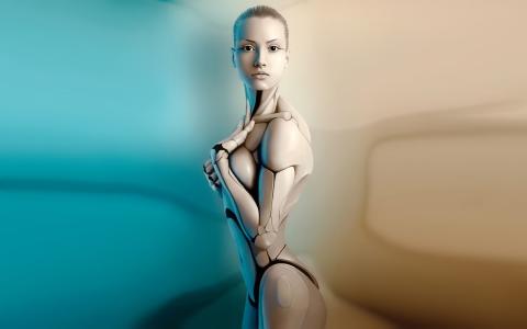 女孩，机器人，身体，齿轮，机器人