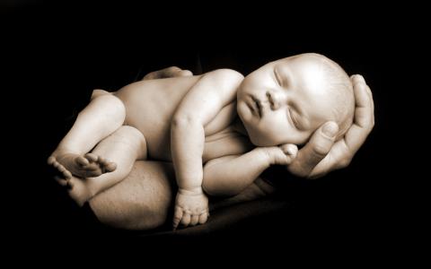 新生儿，男性的手，睡觉