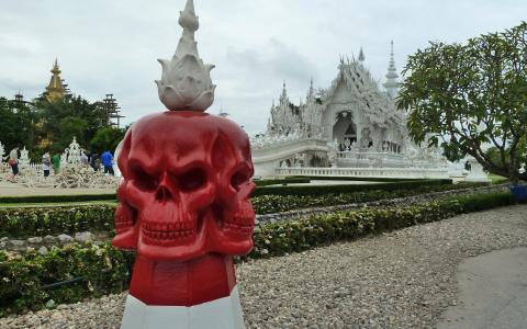 雕像，头骨，蒋，乐园，泰国