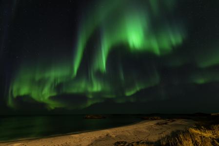 北极光，夜间，安德内斯，诺德兰，挪威，安德内斯，诺兰德，挪威