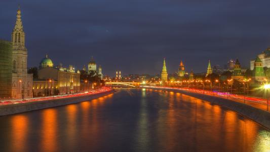 莫斯科，克里姆林宫，晚上