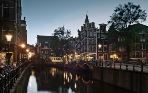 街道，阿姆斯特丹，荷兰，运河