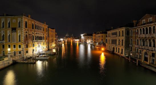 意大利，夜，威尼斯，灯