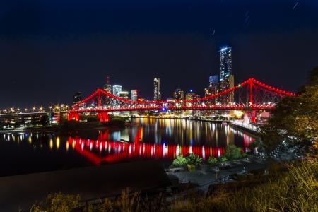 桥，夜城，悉尼，澳大利亚，海港大桥，悉尼，澳大利亚悉尼海港大桥