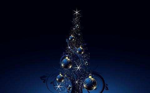 圣诞树，新年，假日，新年，星星，火花，光，光辉