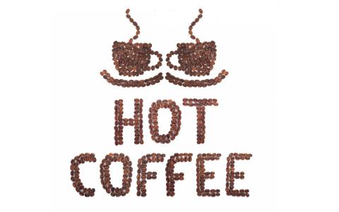 咖啡豆，杯咖啡，热咖啡