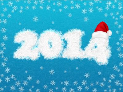 假日，新的一年，2014年，雪花，蓝色背景