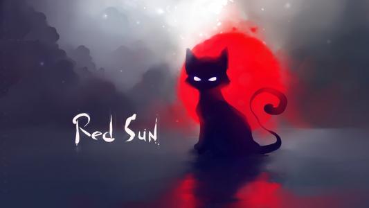 红太阳，猫，apofiss，deviantart