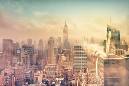 烟雾，曼哈顿，纽约，曼哈顿，烟雾