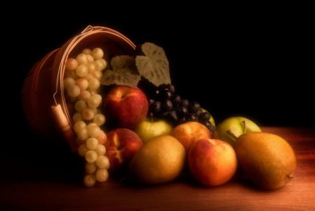 葡萄，水果，桃子，静物
