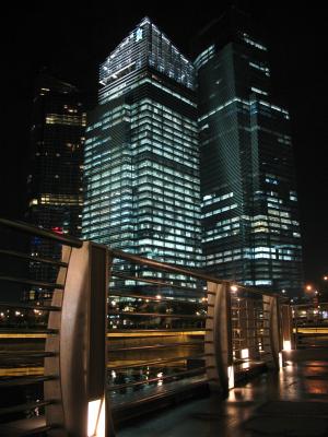 新加坡，城市，晚上，摩天大楼，路堤，夜，灯