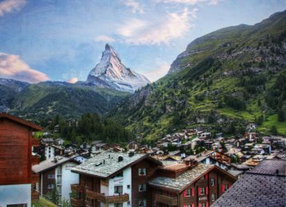 采尔马特，瑞士，瑞士，高山，房屋，景观