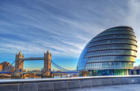 伦敦，英国，塔桥，塔桥，市政厅，伦敦，英国，桥梁，建筑，码头