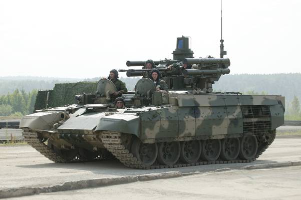 Two, guns, combat, Russian, tanks, BMPT, "Attack", ATGM, machine, support