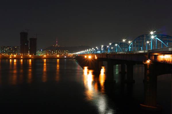 在夜间,dongjak高清壁纸的风景