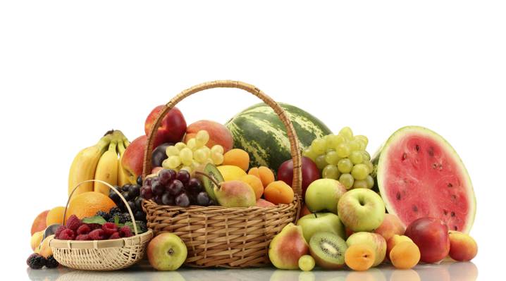 壁纸西瓜,猕猴桃,桃子,蓝莓,浆果,覆盆子,水果,梨,篮子,桔子,苹果,葡萄,香蕉
