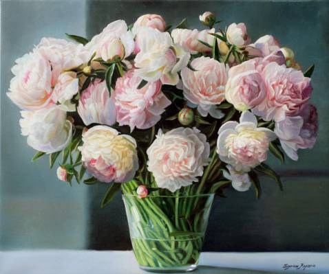 花瓶,图片,花束,茎,Zbigniew Kopania,静物,牡丹,粉红色