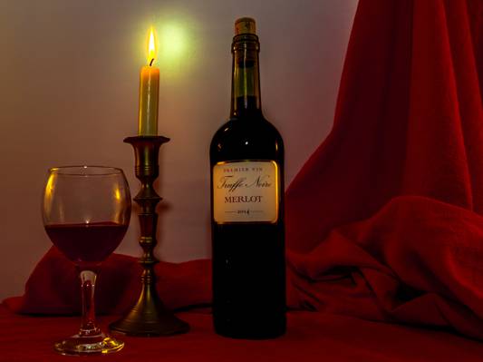 瓶,蜡烛,玻璃,酒,红色,火