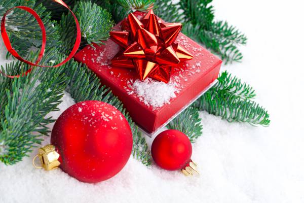 磁带,框,圣诞装饰品,球,树,分支机构