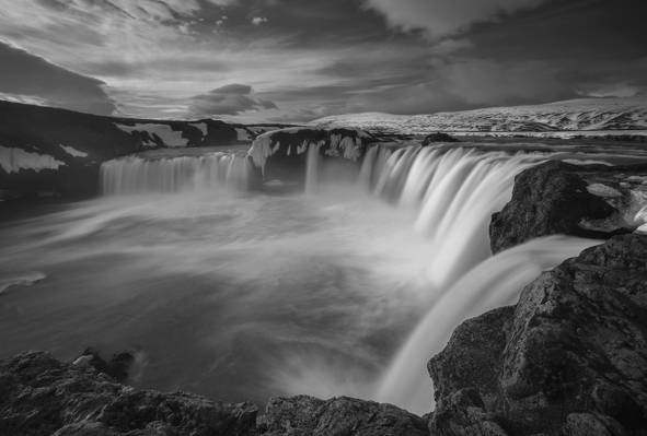时间推移摄影瀑布,冰岛高清壁纸