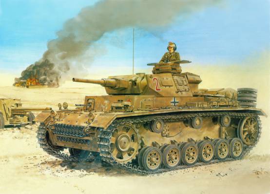 残骸,图,沙漠,德国人,坦克,国防军,枪,Panzerkampfwagen三,Pz Kpfw III