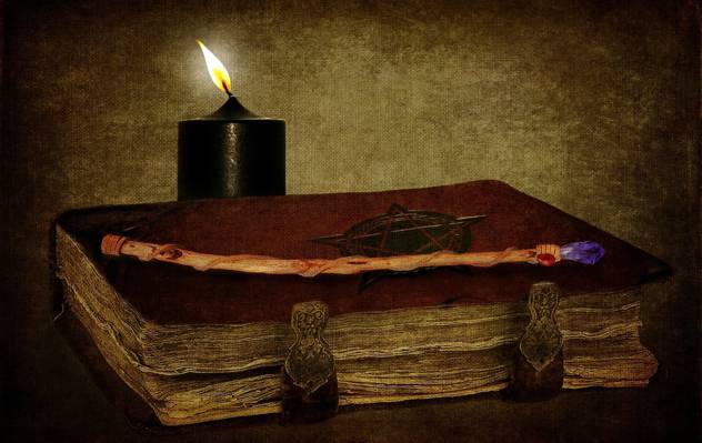 书,巫术,魔杖,神秘,魔术,蜡烛