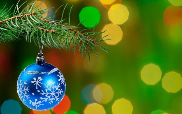 壁纸散景,树,分支,圣诞装饰,球