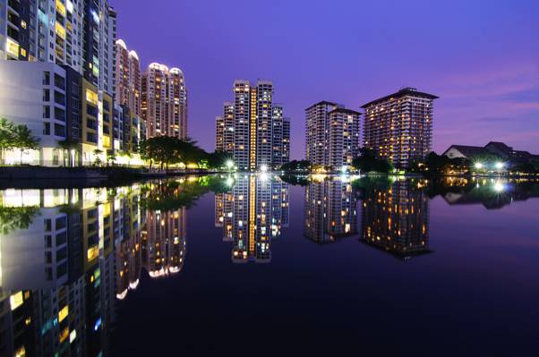 马来西亚梳邦河,摩天大楼,家,蓝色小时,摩天大楼,吉隆坡,夜景,吉隆坡,马来西亚