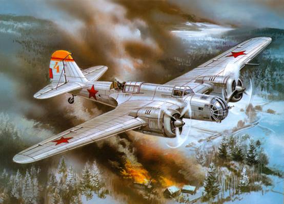 速度,战争,艺术,苏联,СБ2М-100A,前线,轰炸机,天空