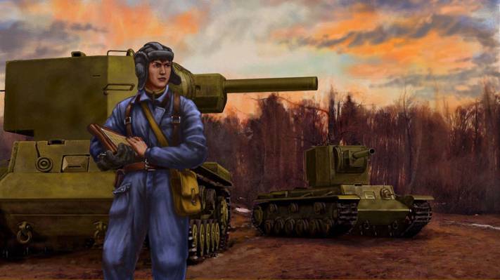 军队,平板电脑,指挥官,ww2,苏联,艺术,重型,KV-2,坦克,Klim Voroshilov