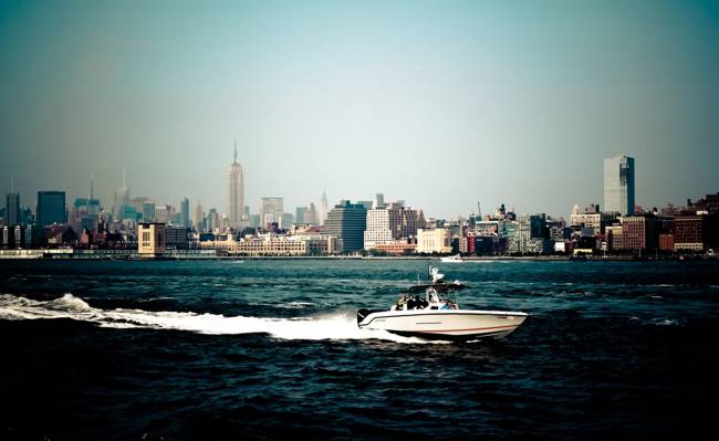 纽约,小船,美国,摩天大楼,国家,纽约,城市,水,美国