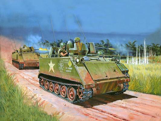 艺术,BTR,APC,M-113,1960s,越南。,载体,装甲,工作人员,美国