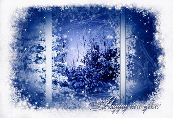 雪,新年快乐,冬天,窗口,树,雪花,树,新年,模式