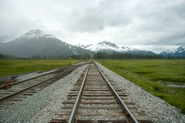 灰色和棕色金属火车线索草,阿拉斯加高清壁纸附近