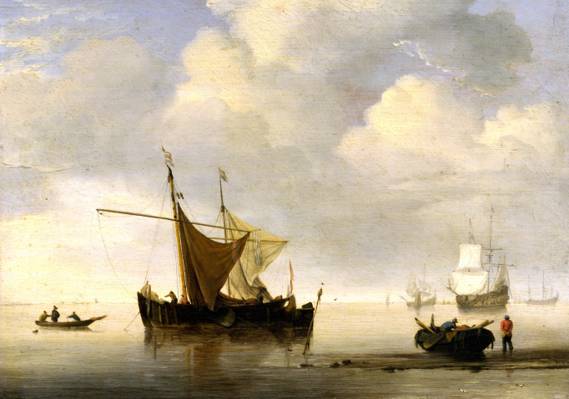 帆,海,Willem van de Velde年轻人,没有风。