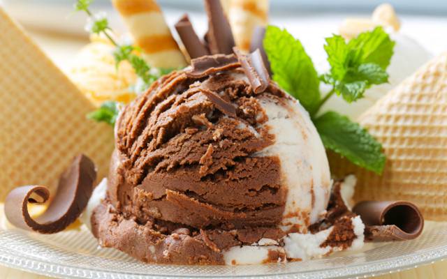 冰淇淋,甜点,甜点,巧克力,华夫饼,冰淇淋,甜,巧克力